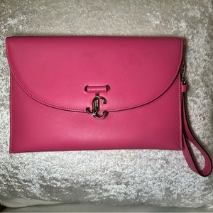 Jimmy choo envelope wristlet candy pink